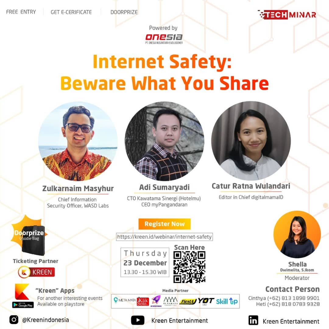 INTERNET SAFETY - Beware What You Share.
Halo Semua, ada webinar menarik nih persembahan @KreenIndonesia. Kali ini akan membahas tentang keamanan ...