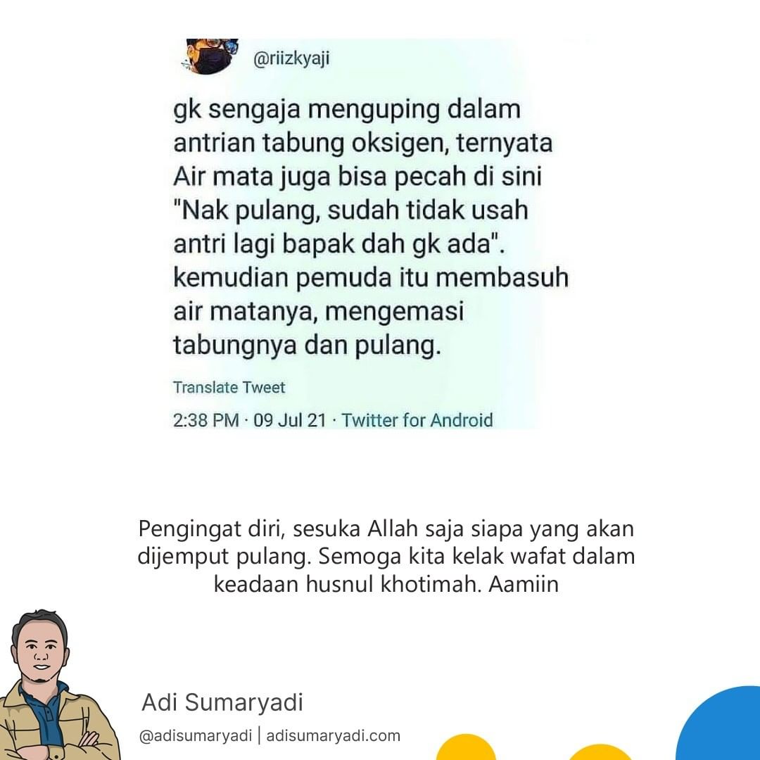Pengingat diri, sesuka Allah saja siapa yang akan dijemput pulang. Semoga kita kelak wafat dalam keadaan husnul hotimah. Aaamiin
.
#selfreminder #pengingatdiri ...
