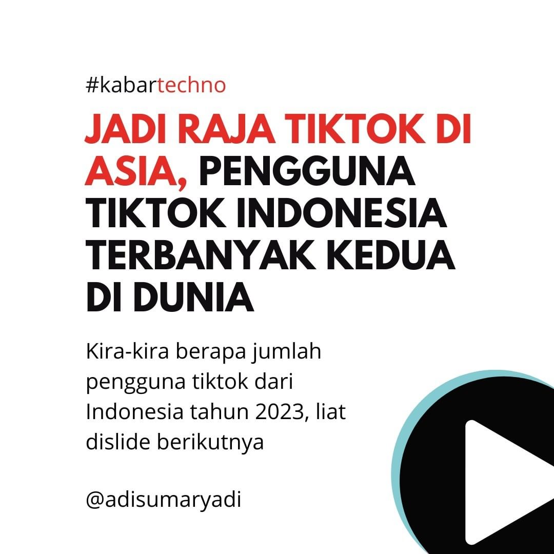 CUMA KALAH DARI AS
.
Begitulah kira-kira jumlah pengguna tiktok di Indonesia, lebih dari 113juta orang bergabung di Tiktok, berdasarkan data dari ...