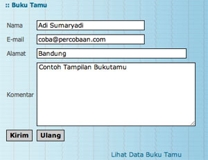 Contoh Tampilan Bukutamu - Adi Sumaryadi